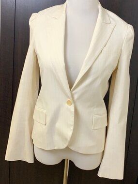 Theory cream blazer with pink pinstripes - size 10